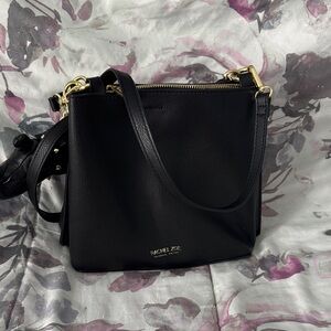 Rachel Zoe Black Leather Crossbody with Gold Hardware